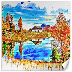 Lake Chalet Mountain Art Canvas 16  X 16 