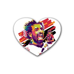 Mo Salah The Egyptian King Rubber Coaster (heart)  by 2809604
