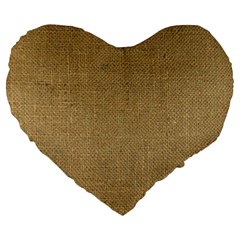 Burlap Coffee Sack Grunge Knit Look Large 19  Premium Heart Shape Cushions by dressshop