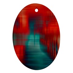 Green Red Lines Ornament (oval)