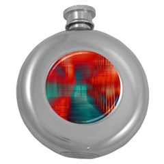 Green Red Lines Round Hip Flask (5 Oz)