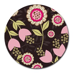 Flowers Wallpaper Floral Decoration Round Mousepads