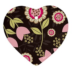 Flowers Wallpaper Floral Decoration Heart Ornament (two Sides)