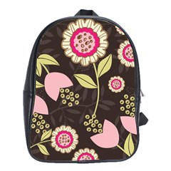 Flowers Wallpaper Floral Decoration School Bag (large)