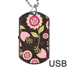 Flowers Wallpaper Floral Decoration Dog Tag Usb Flash (one Side) by Sapixe