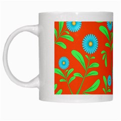 Background Texture Seamless Flowers White Mugs by Sapixe