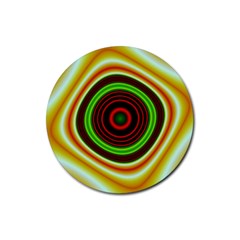 Digital Art Background Yellow Red Rubber Round Coaster (4 Pack) 