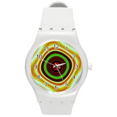 Digital Art Background Yellow Red Round Plastic Sport Watch (m) by Sapixe