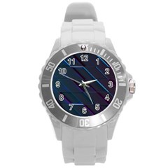 Glass Scifi Violet Ultraviolet Round Plastic Sport Watch (l)