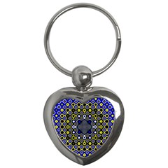 Digital Art Background Yellow Blue Key Chains (heart) 