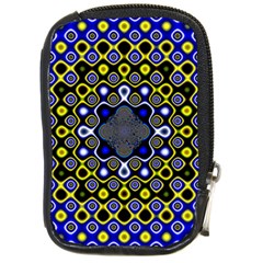 Digital Art Background Yellow Blue Compact Camera Leather Case by Sapixe
