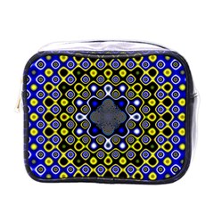 Digital Art Background Yellow Blue Mini Toiletries Bag (one Side)