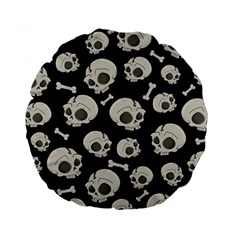 Halloween Skull Pattern Standard 15  Premium Round Cushions by Valentinaart