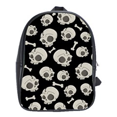 Halloween Skull Pattern School Bag (xl) by Valentinaart