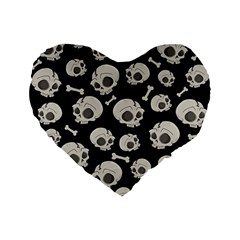 Halloween Skull Pattern Standard 16  Premium Flano Heart Shape Cushions by Valentinaart