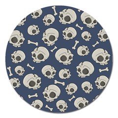 Halloween Skull Pattern Magnet 5  (round) by Valentinaart