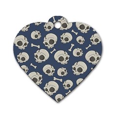 Halloween Skull Pattern Dog Tag Heart (one Side) by Valentinaart