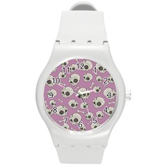 Halloween Skull Pattern Round Plastic Sport Watch (m)