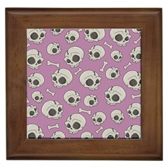 Halloween Skull Pattern Framed Tiles by Valentinaart