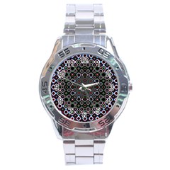 Digital Art Background Design Stainless Steel Analogue Watch