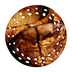 Olive Wood Wood Grain Structure Round Filigree Ornament (two Sides) by Sapixe