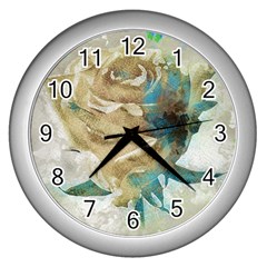 Rose Flower Petal Love Romance Wall Clock (Silver)