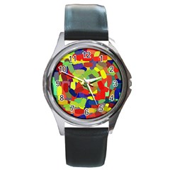 Abstract Art Structure Round Metal Watch