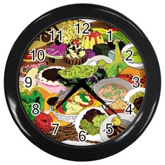Eat Food Background Art Color Wall Clock (Black)