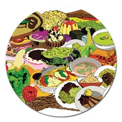 Eat Food Background Art Color Magnet 5  (round)