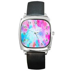 Background Drips Fluid Square Metal Watch