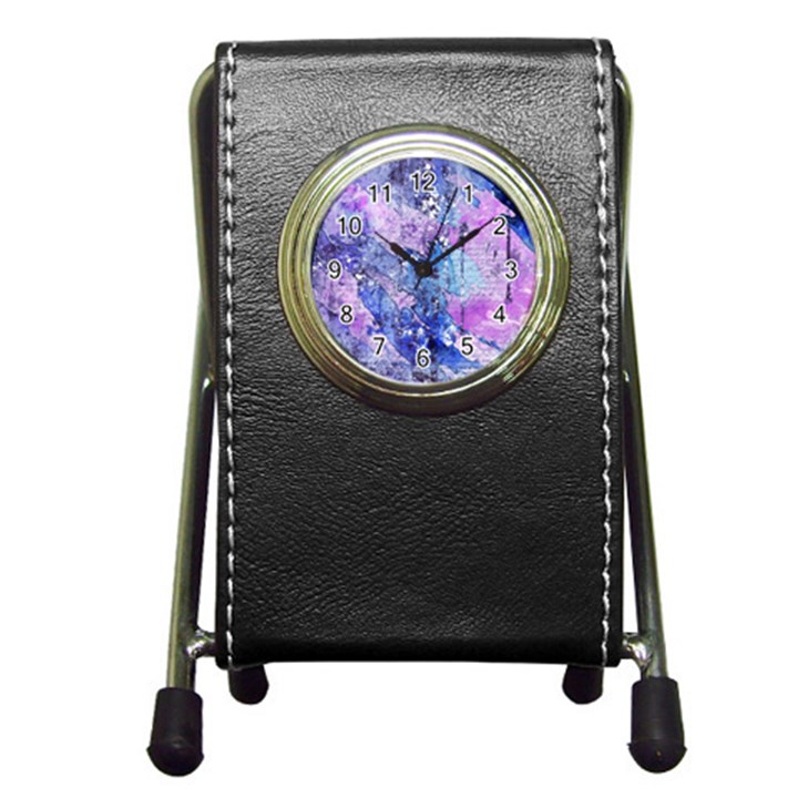 Background Art Abstract Watercolor Pen Holder Desk Clock