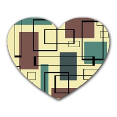 Mid Century Modern Rectangles Heart Mousepads by KayCordingly