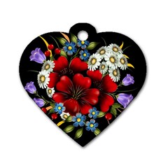 Flower Decoration Bouquet Of Flowers Dog Tag Heart (one Side) by Sapixe