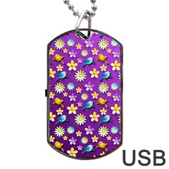 Default Floral Tissue Curtain Dog Tag Usb Flash (one Side) by Sapixe