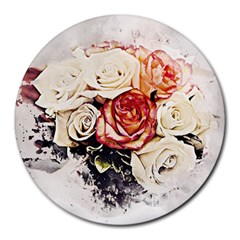 Flowers Background Wallpaper Art Round Mousepads