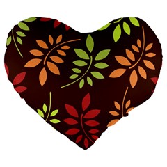 Leaves Foliage Pattern Design Large 19  Premium Flano Heart Shape Cushions