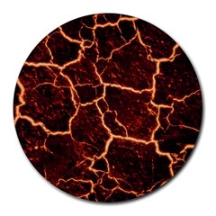 Lava Cracked Background Fire Round Mousepads