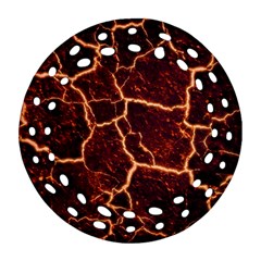 Lava Cracked Background Fire Ornament (Round Filigree)