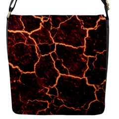 Lava Cracked Background Fire Flap Closure Messenger Bag (S)