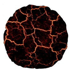 Lava Cracked Background Fire Large 18  Premium Flano Round Cushions by Sapixe