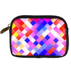 Squares Pattern Geometric Seamless Digital Camera Leather Case