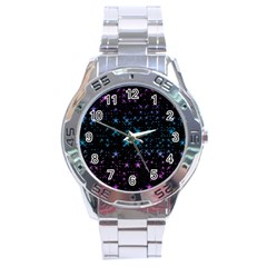 Stars Pattern Seamless Design Stainless Steel Analogue Watch by Sapixe