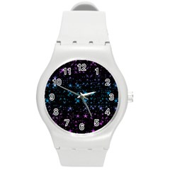 Stars Pattern Seamless Design Round Plastic Sport Watch (m) by Sapixe