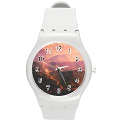 Volcanoes Magma Lava Mountains Round Plastic Sport Watch (m) by Sapixe