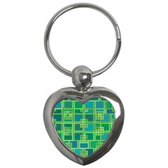 Green Abstract Geometric Key Chains (heart)  by Sapixe