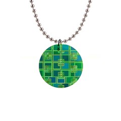 Green Abstract Geometric 1  Button Necklace by Sapixe