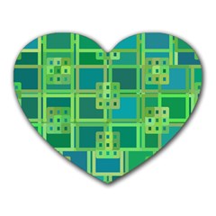 Green Abstract Geometric Heart Mousepads