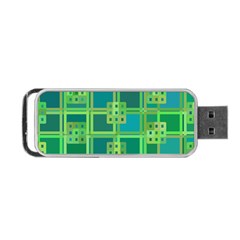 Green Abstract Geometric Portable Usb Flash (one Side)