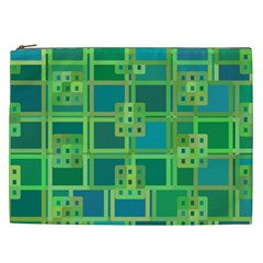 Green Abstract Geometric Cosmetic Bag (xxl) by Sapixe