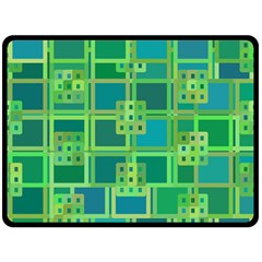 Green Abstract Geometric Double Sided Fleece Blanket (large)  by Sapixe